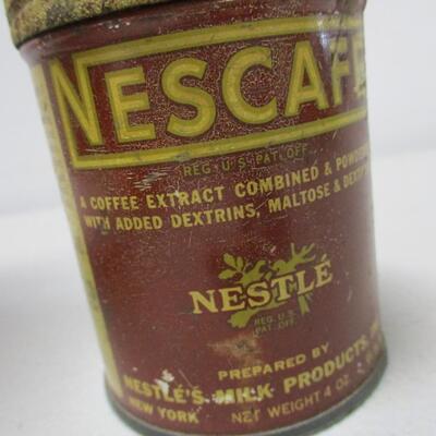 Vintage NESTLE Nescafe Coffee Tin 4 Oz. Advertising Can 1930's Powdered Coffee