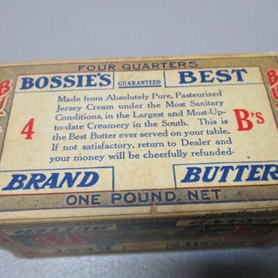 Vintage Bossie's Best Brand Butter 1 Pound Empty Box