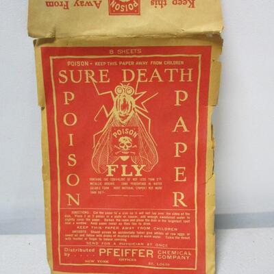 Sure Death Poison Paper Traps Original Vintage Packages, Pfeiffer Chemical
