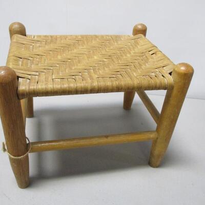Early Wood Frame Stool with Splint Seat