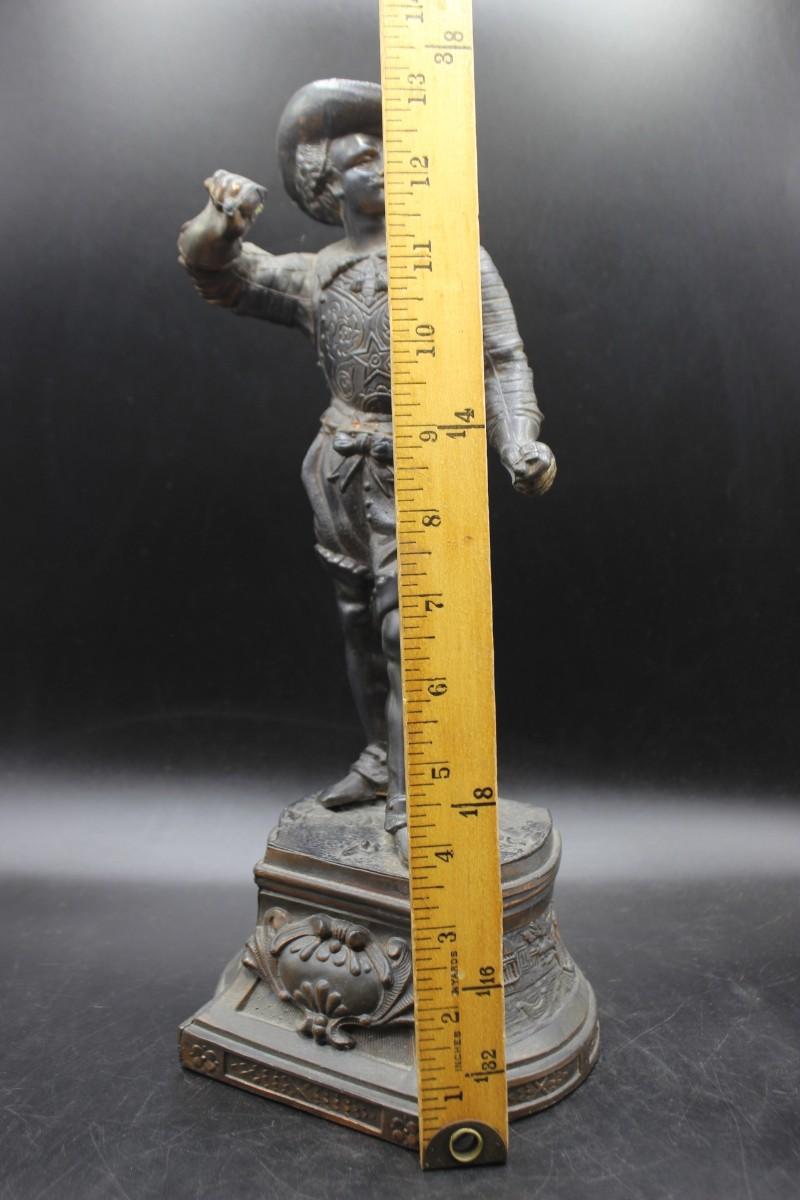 Antique 19th century ansonia don caesar cavalier musketeer spelter