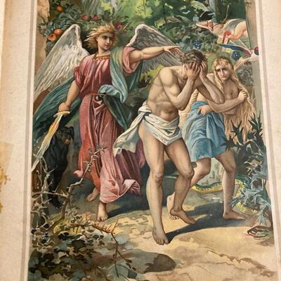 Antique German Bible Story Book with Color Lithographs