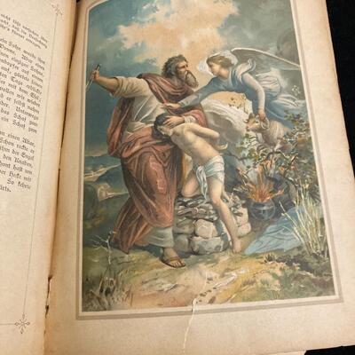 Antique German Bible Story Book with Color Lithographs