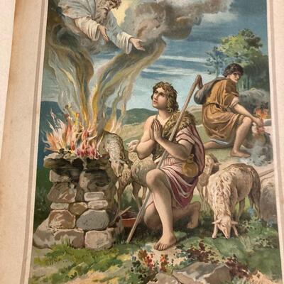 Antique German Bible Story Book with Color Lithographs