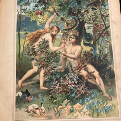 Antique German Bible Story Book with Color Lithographs