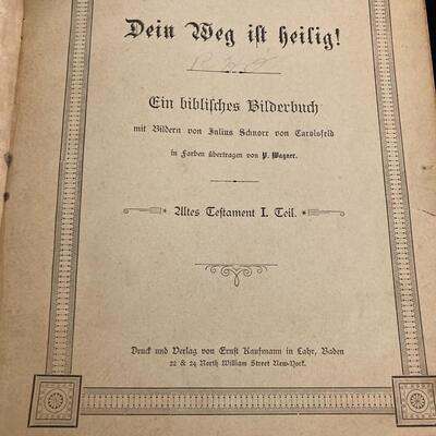 Antique German Bible Story Book with Color Lithographs
