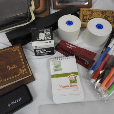 Office Lot: Pens, Markers, Calendar, Stapler, Ink, etc