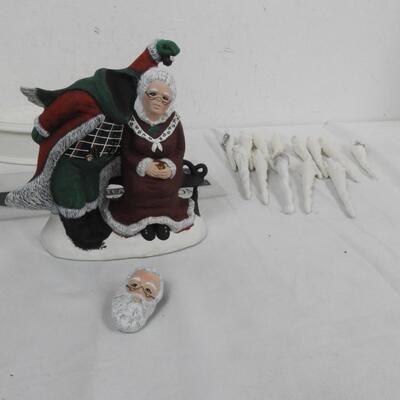 Holiday Lot: Santa and Mrs. Clause Ceramic Decoration, 'Santa Sticks', etc
