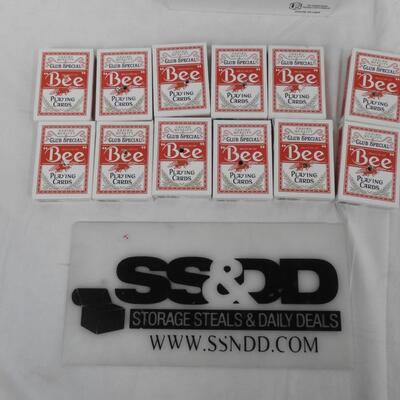 12 Used Packs of Playing Cards, Bee, All Red