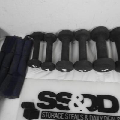 Exercise Equipment, Weights, Assorted Sizes, Hand Weights