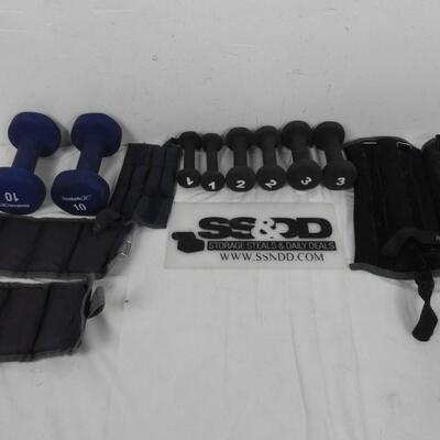 Exercise Equipment, Weights, Assorted Sizes, Hand Weights