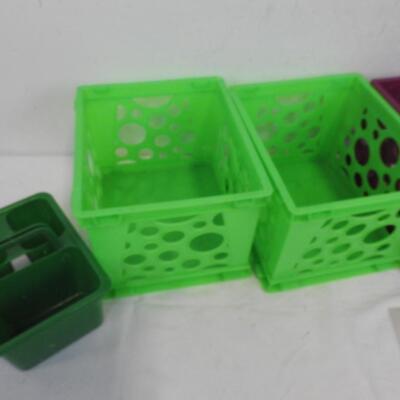 Lot of 7 Organizing Baskets/Bins, Green and Purple