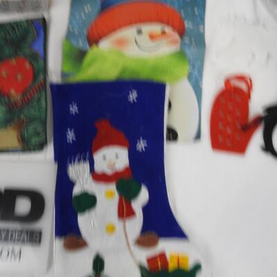 18+ Christmas Lot, Felt Envelope, Let it Snow Metal Bucket