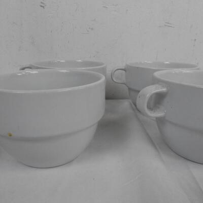 6 White World Market Mugs, Mug Tower