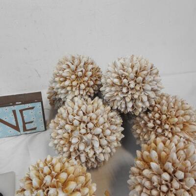 12 pc Decor: Candle Holder, Metal Balls, Clover Shaped Balls