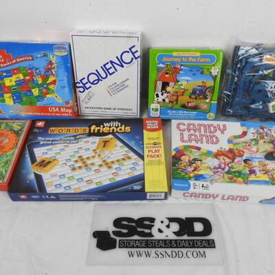 7 Games, Candy Land, Words With Friends, Sequence, Tazmania, Dino Dissection