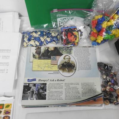 16 pc Teaching Supplies, Blocks, Dry Erasers, Fabric Pocket Chart