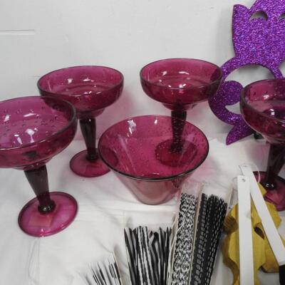 Party Lot: Balloon Pump, Pink Party Dishes, Party Decor, Fans