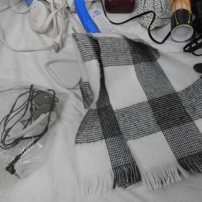 Personal Care Lot: Small Ironing Board, Scarves, Alarm Clock, Soap