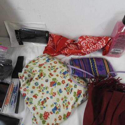 Personal Care Lot: Small Ironing Board, Scarves, Alarm Clock, Soap