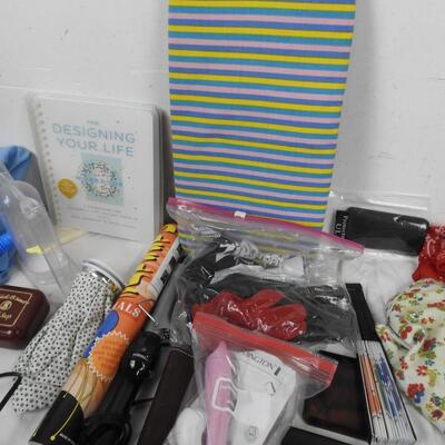 Personal Care Lot: Small Ironing Board, Scarves, Alarm Clock, Soap