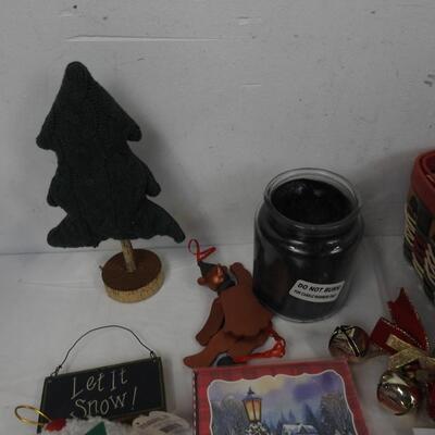20 pc Holiday, Ornaments, Christmas Basket, Santa Mug, Lights