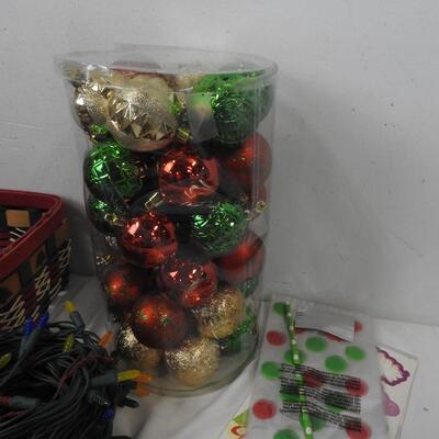 20 pc Holiday, Ornaments, Christmas Basket, Santa Mug, Lights