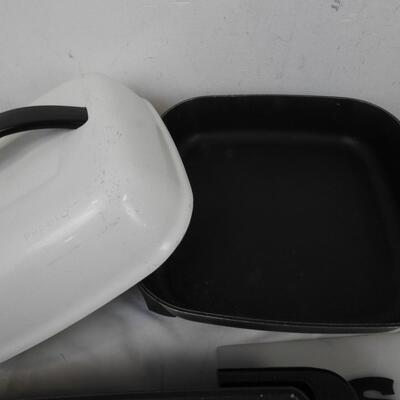 10 pc Kitchen Lot: Rival Skillet, Presto Electric Fry Pan, Utensils