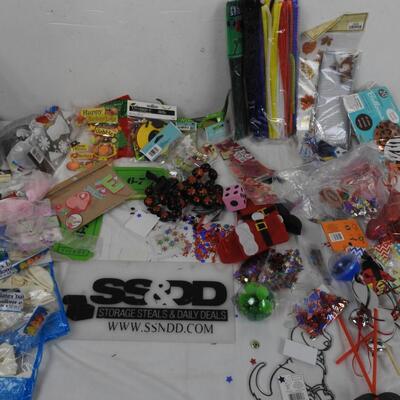 20+ Craft Lot, Fuzzy Sticks, Balloons, Letters, Holiday Decorations