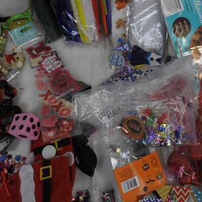20+ Craft Lot, Fuzzy Sticks, Balloons, Letters, Holiday Decorations