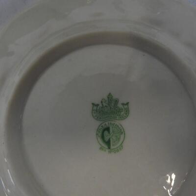 Vintage Glass DÃ©cor: Green Bowl, Porcelain Cups , Small Plate ,Egg Plate