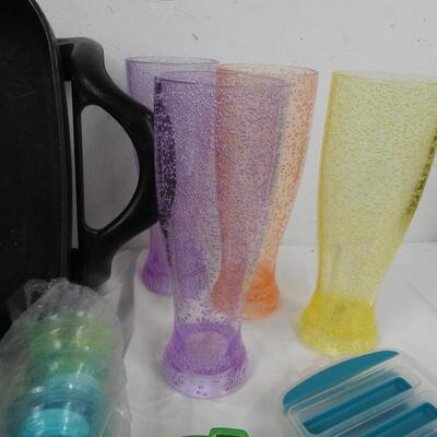 20+ pc Kitchen Lot: Cutlery Set, Aluminum Pans, Ice Trays, Electric Pan