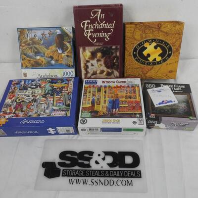 5 Puzzles, 1 Game, Americana, Window Shopping, Audubon, An Enchanted Evening