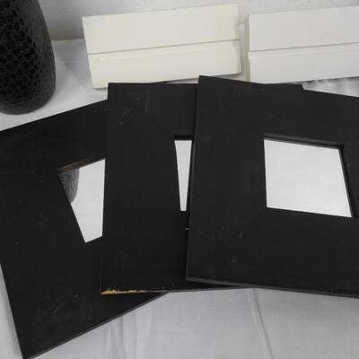 9+ pc Home Decor: White Shelves, Square Mirrors, Fabric "I Love u"