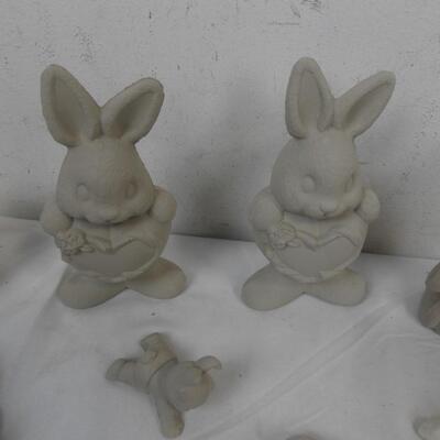 21 Piece Greenware Ceramics Lot: Hearts, Bunnies, Bears, and Unicorns