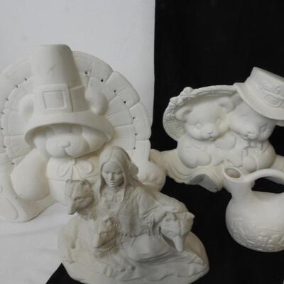 25 Item Ready to Paint White Ceramics, Thanksgiving and Native American Theme