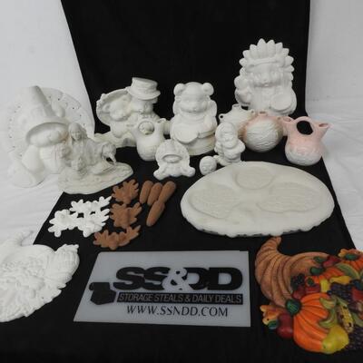 25 Item Ready to Paint White Ceramics, Thanksgiving and Native American Theme