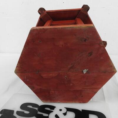 Red Wooden Candle Lantern with Rope to Hang, Paint Faded but Good Condition