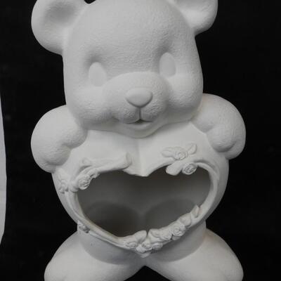 3 Item White Ready to Paint Ceramics, One Big Heart Bear, 2 Med Sized Scarecrows