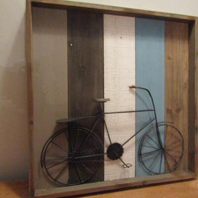 Wall Art- Wood and Metal- Bicycle Theme- Approx 19 1/2