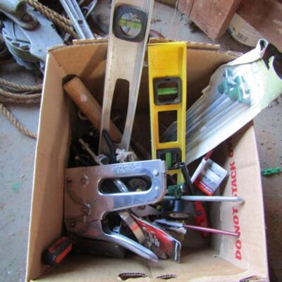 Boxes of Tools- Levels, Stapler, Wrenches, Etc.- Please See All Pictures