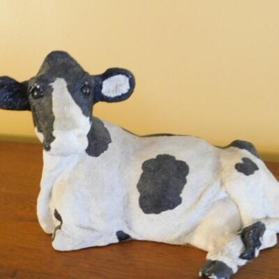 Animal Classics Stone Sculpture Reclining Cow