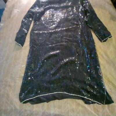 Black / Dark multi Color Sequin Cocktail Dress By Jewel Queen Vintage
