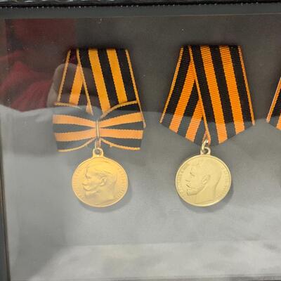 -9- Elegantly Framed Czar Nicholas II Medals | Bravery | Zeal
