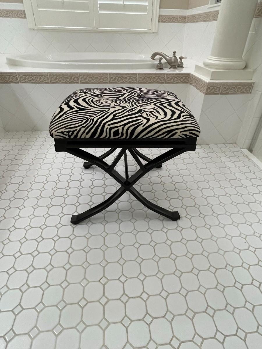 Lot 25 Vanity Stool Zebra Upholstered
