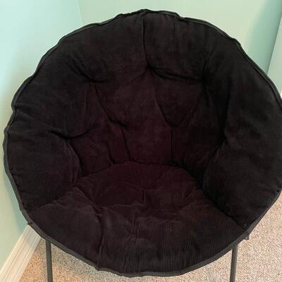 Lot 46   Papasan Chair  Black Corduroy