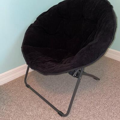 Lot 46   Papasan Chair  Black Corduroy