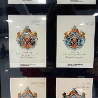 -18- Framed Russian Coat Of Arms Postcard Collection