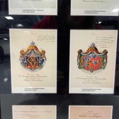 -18- Framed Russian Coat Of Arms Postcard Collection