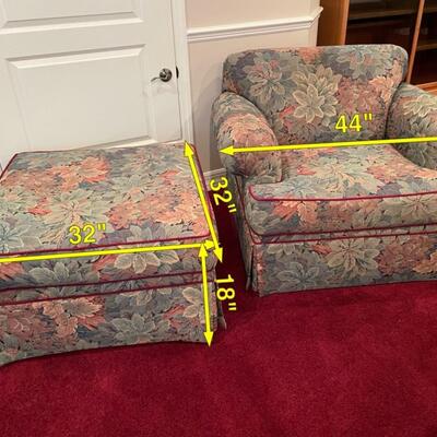 Lot 53  Club Chair and Matching Ottoman